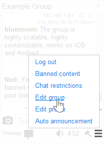Chatango - Help - group chat owner